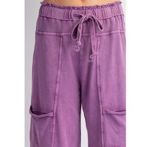 "The Sasha" Grape Mineral Wash Terry Knit Pants